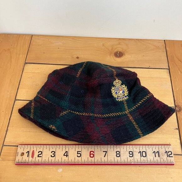 Polo Ralph Lauren Plaid Bucket Hat with Embroidered Crest Alpaca Wool Blend - Picture 9 of 10